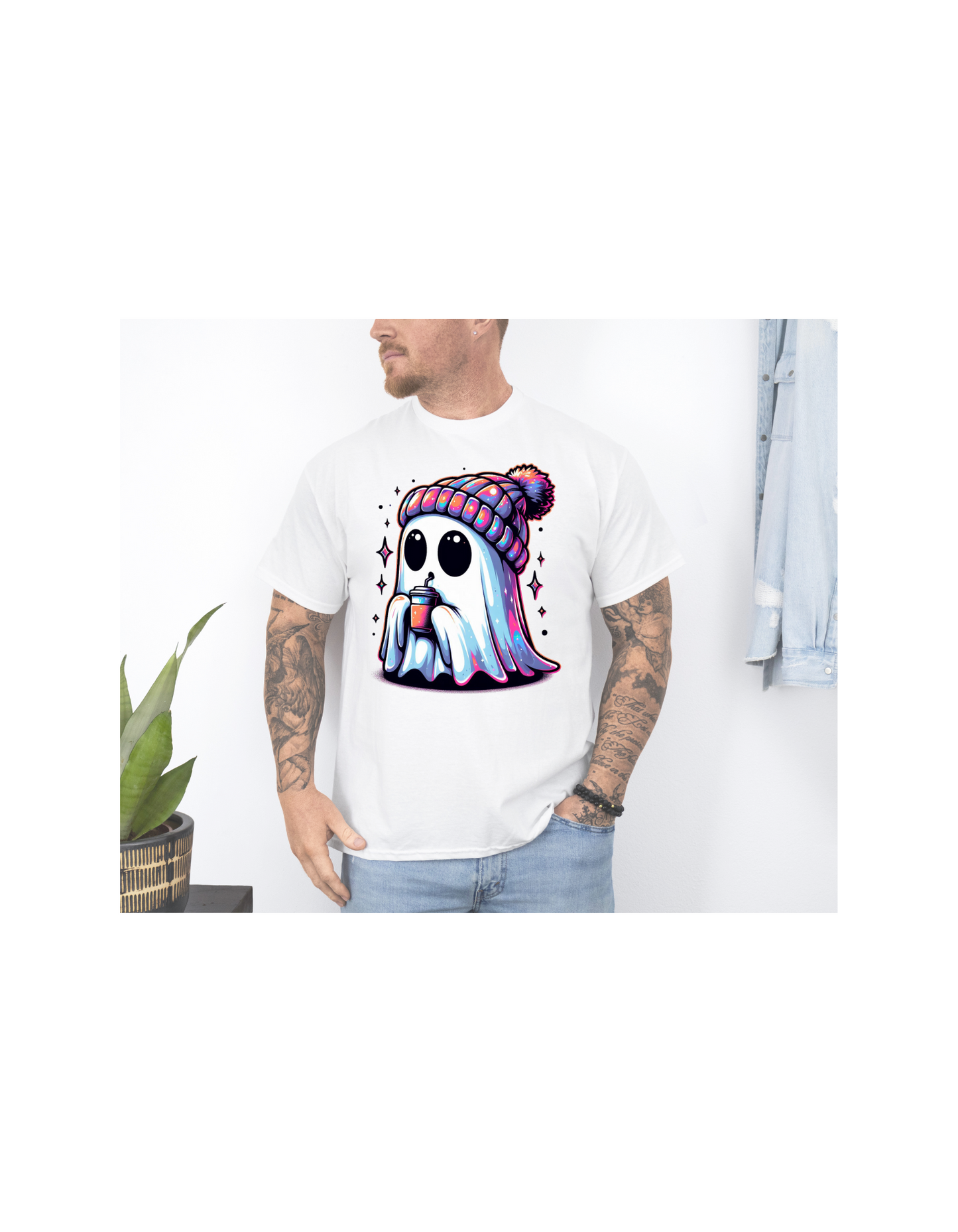 Coffee loving ghostie short sleeve tshirt